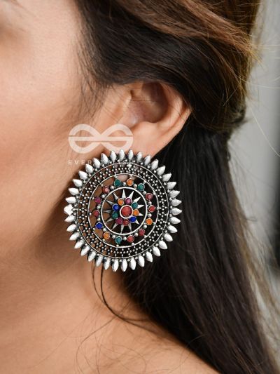 The Flower Nymph- Oxidised Jhumka Earrings
