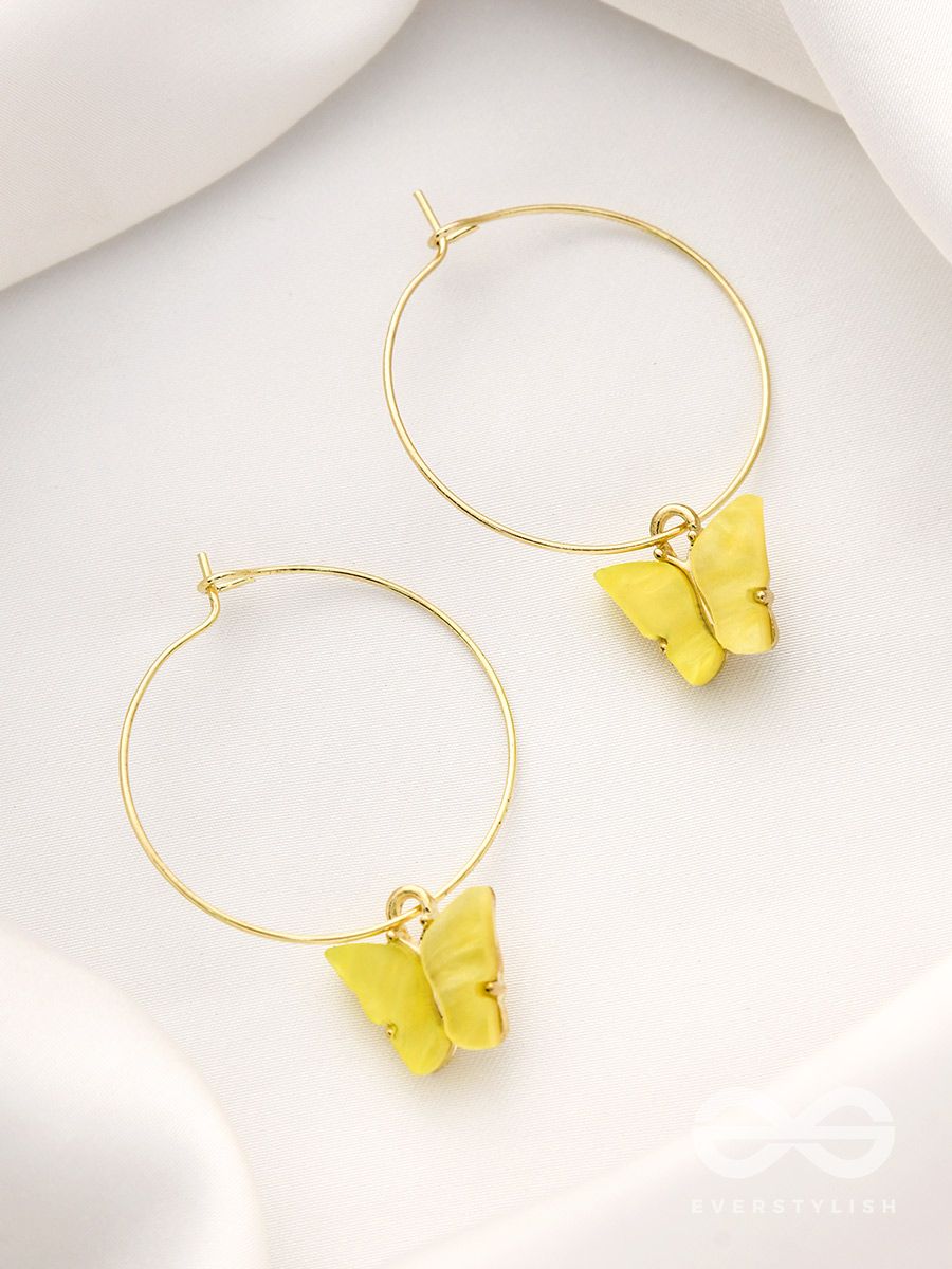 Yellow color handmade butterfly wings shape earrings Earrings & Studs