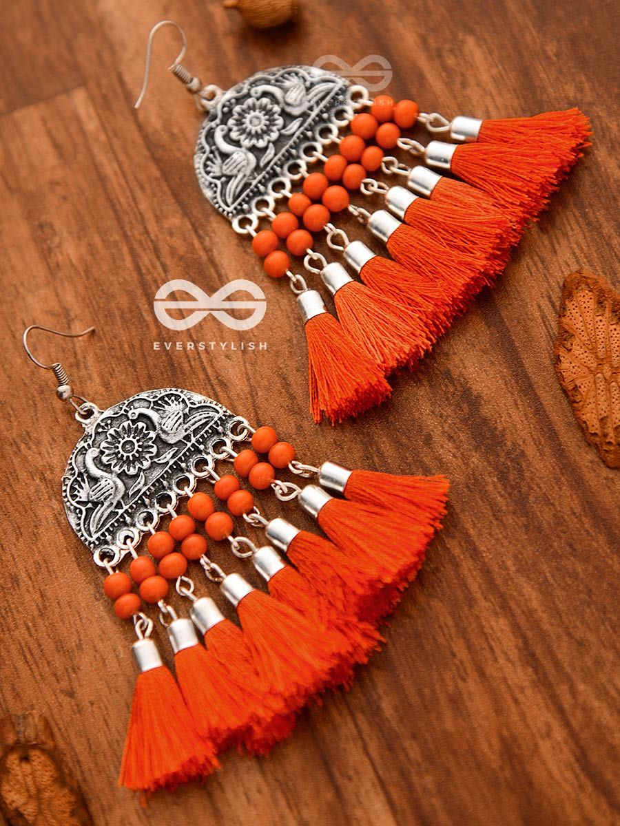 Neeara Fashion's Handcrafted Multicolor peacock Motif Silver Oxidised  Vintage Stone Studded-Inspired Earrings