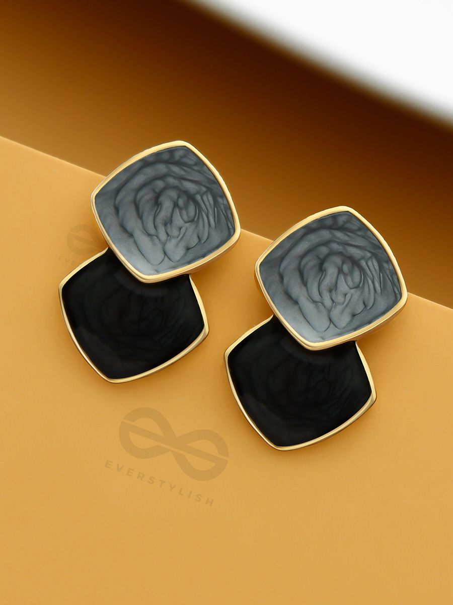 Black  Grey Xillion Swarovski Crystal Hoop Earrings Design by Nour at  Pernias Pop Up Shop 2023