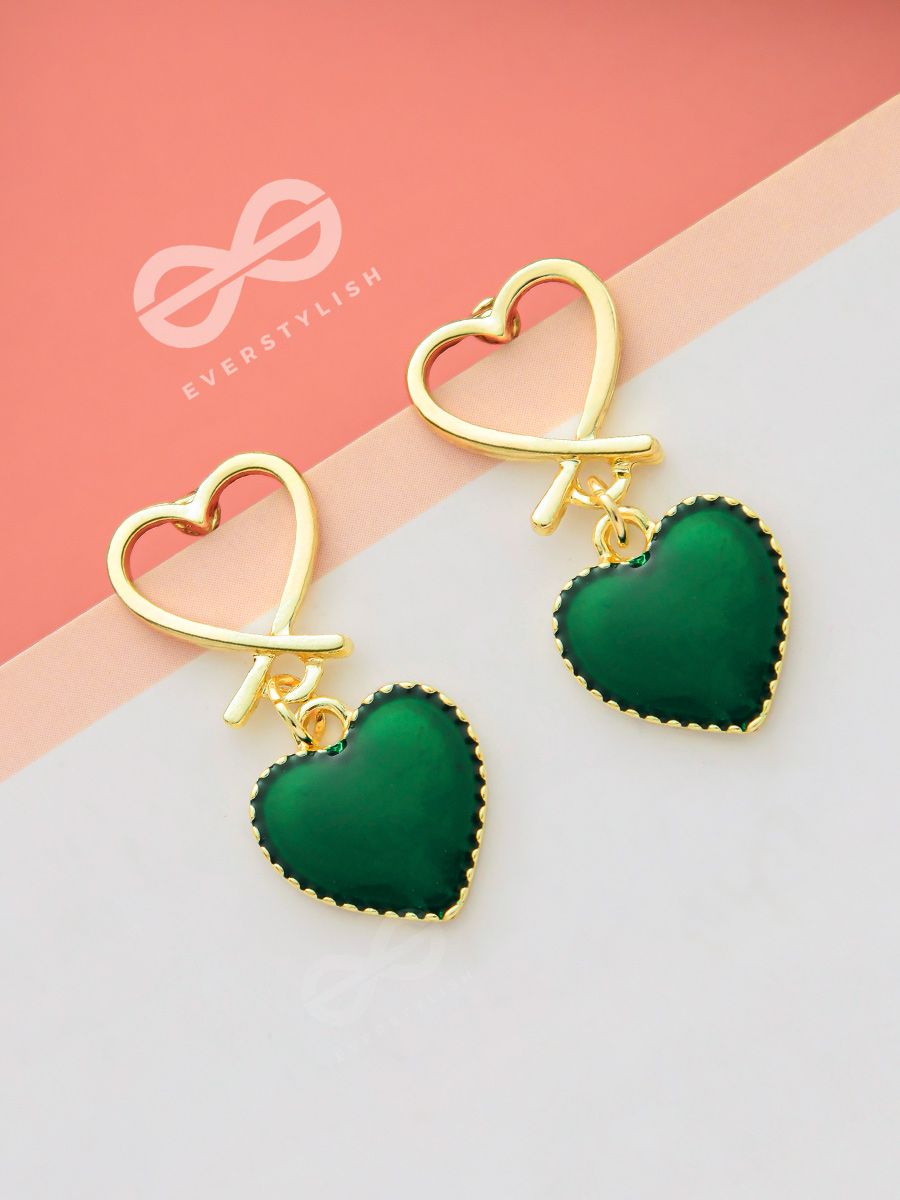 Dark Green Gold Stone Pearl Earrings – SAAGAH