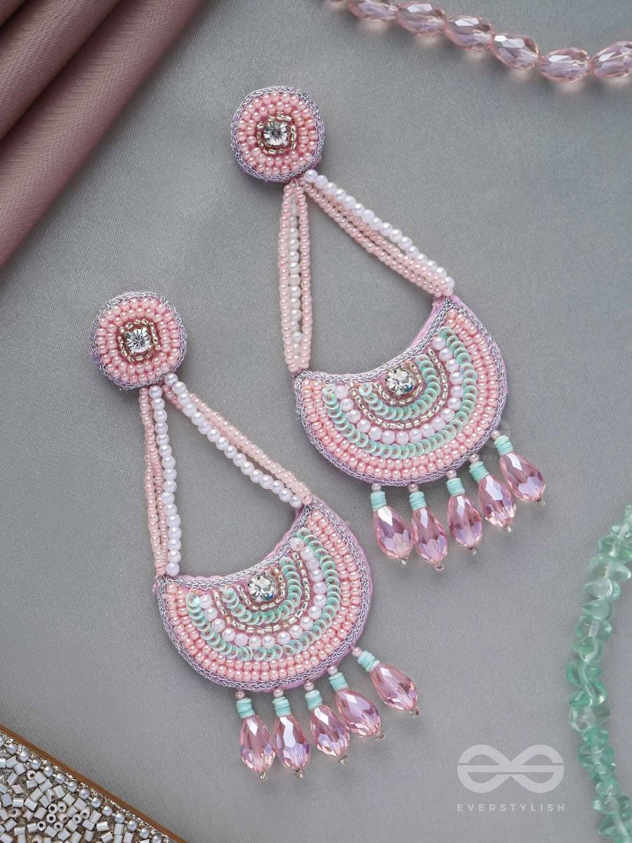 Pink Beads Flower Bead Earrings