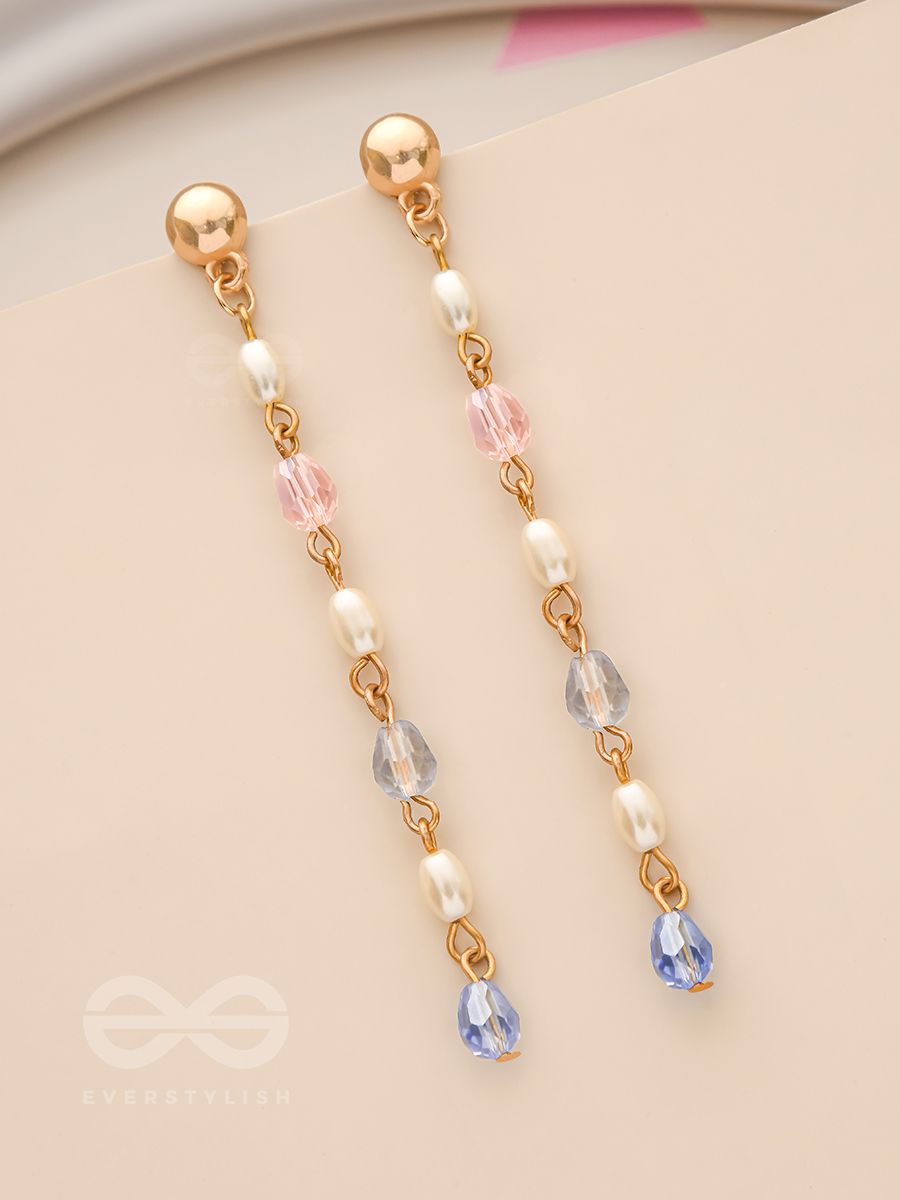 Handcrafted Light Blue Glass Pearl Bauble Beads Black Silk Cord Long  Earrings | eBay