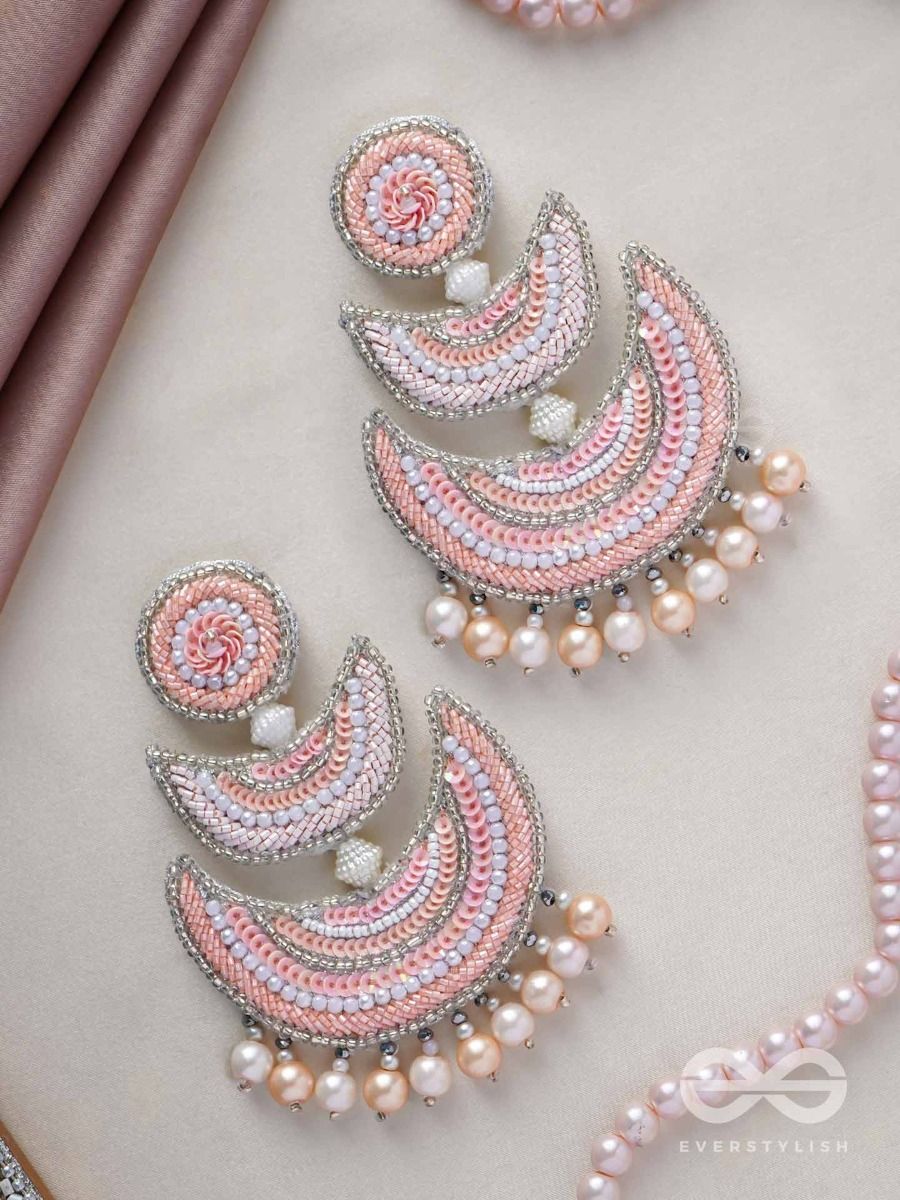 Round Coral Pink Color Maang Tikka Set with Earring for Women   FashionCrabcom