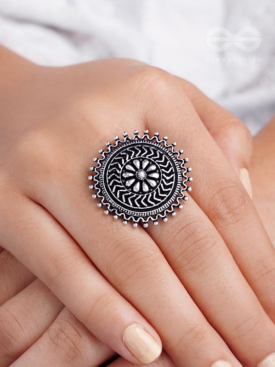 Oxidised Silver Plated Light Weight Big Ring Bollywood Ring Adjustable Ring  Traditional Ring Statement Ring Mirror Ring - Etsy