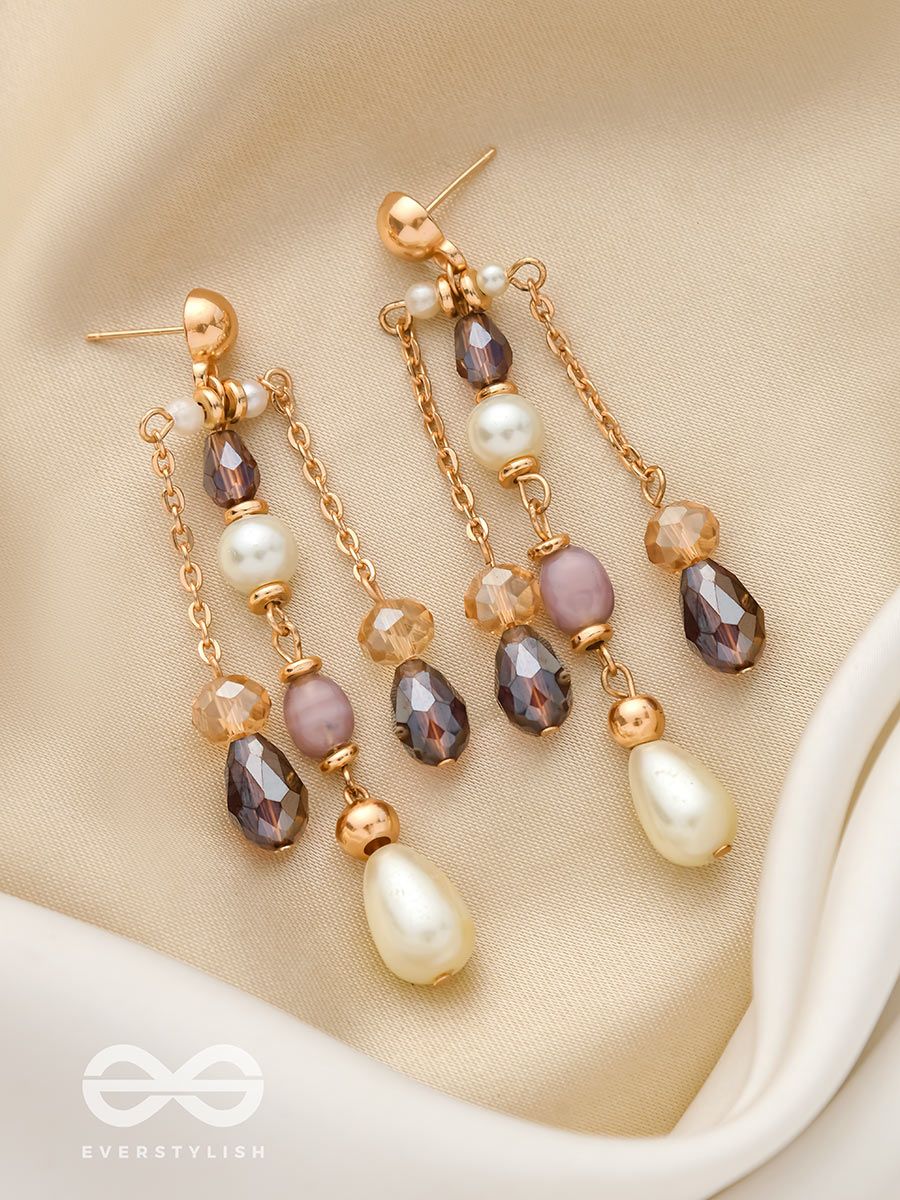 Enchanting Chinese Pearl Gold Chandelier Earrings