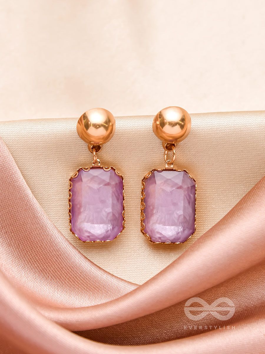 The Purple Haze- Golden Embellished Earrings
