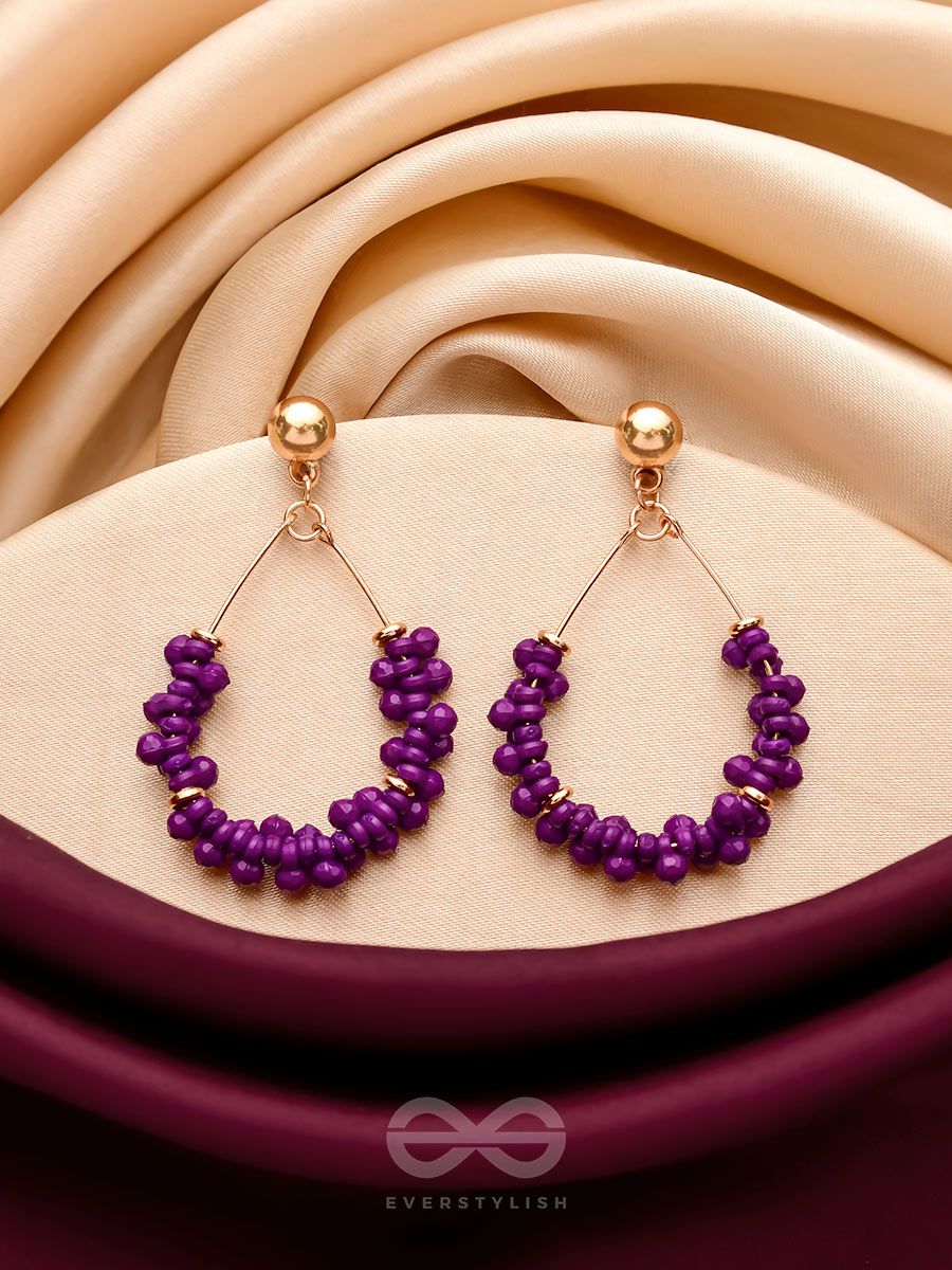 The Violet Vibes- Golden Beads Earrings
