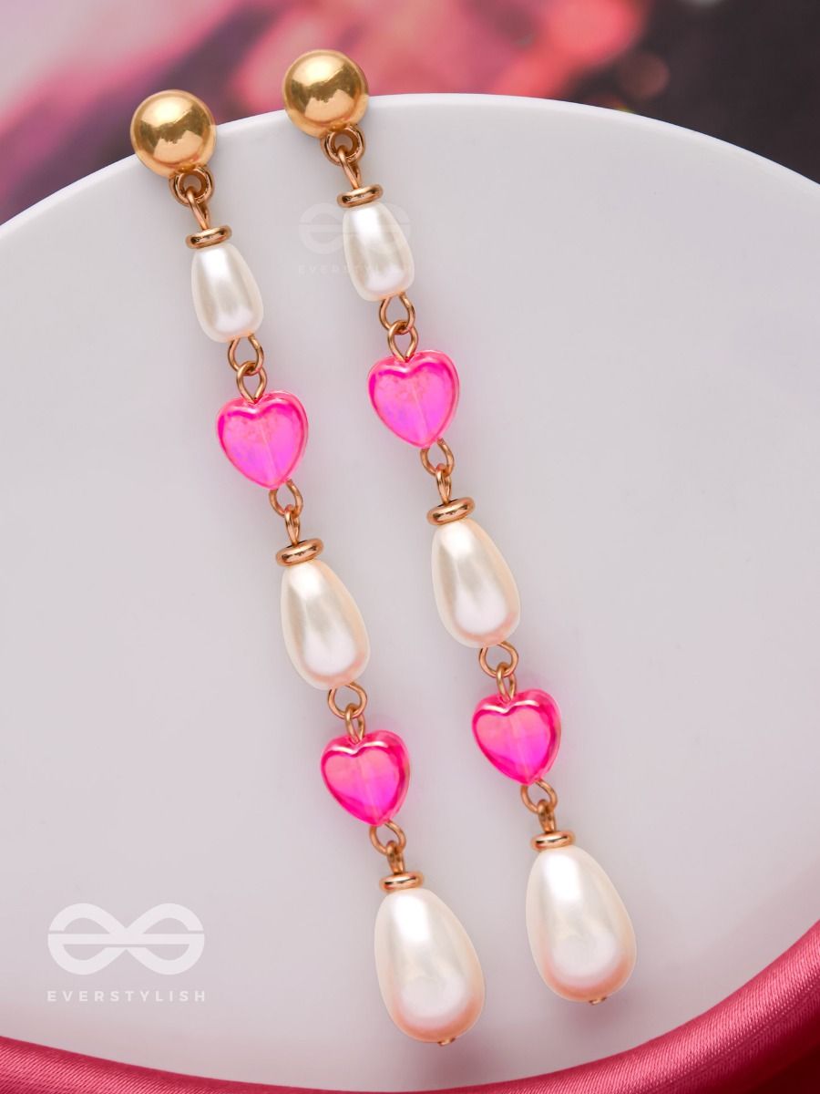 Long Hook Natural Pink Pearl Earrings – Eve Black