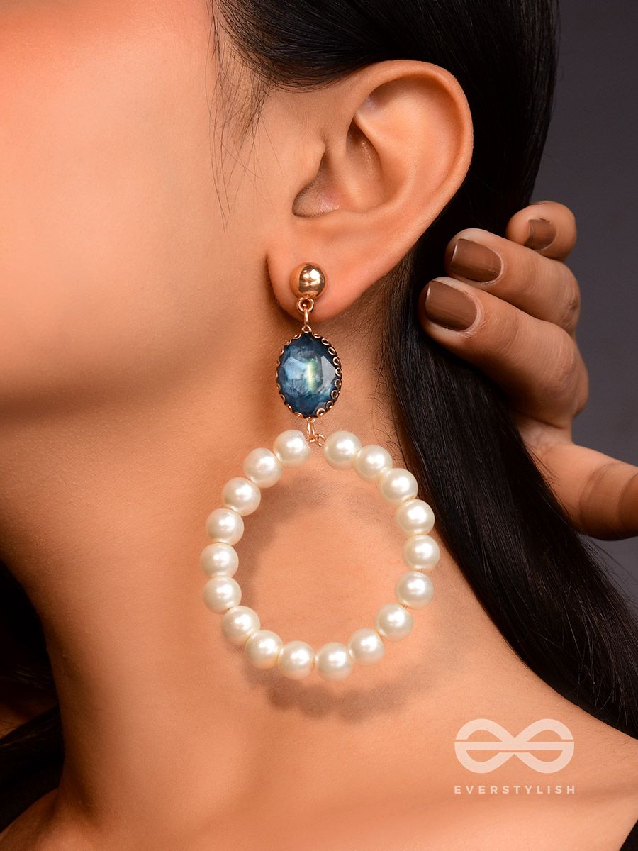 Imeora Blue 8mm Shell Pearl Earrings