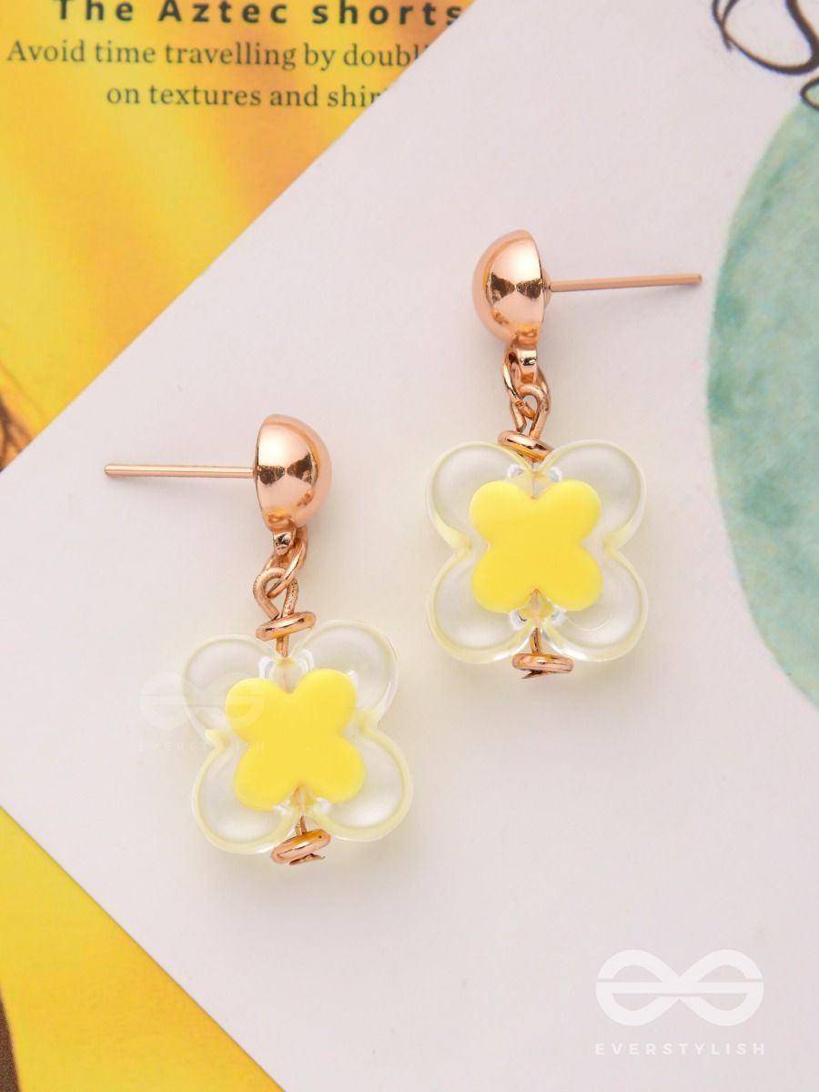 Yellow Flower Resin Hoop Earrings – CandyCharmJewels
