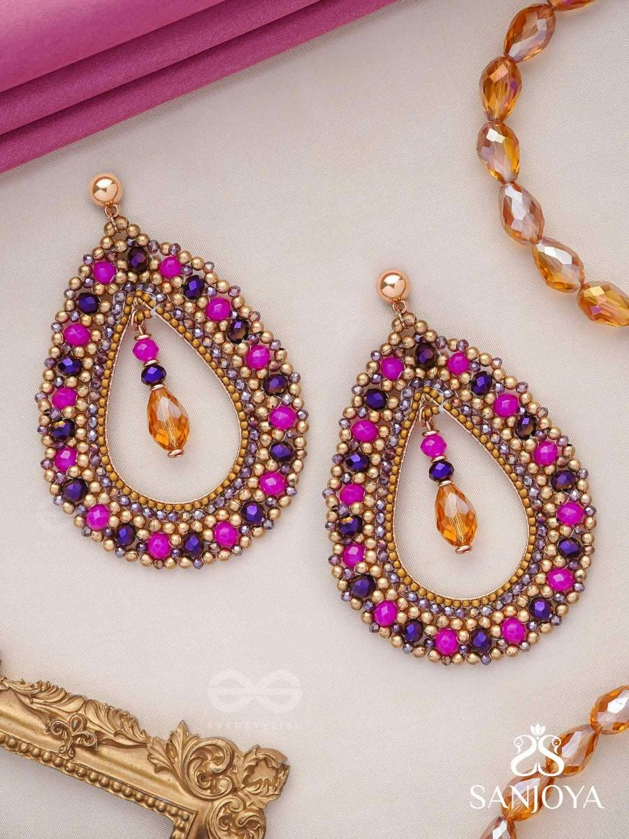 Om Creations Gold Plated Meenakari Jhumki Earrings