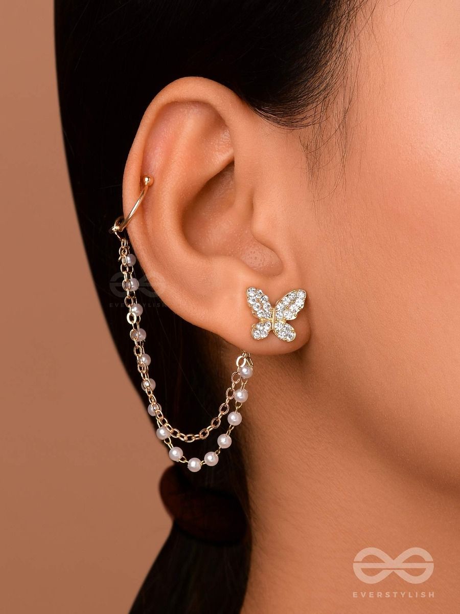 Korean Zircon Tassel Cuff Earrings Luxury Flower Long Chain Ear Clip Earring  Elegant Crystal Piercing Earrings Ear Cuff Jewelry