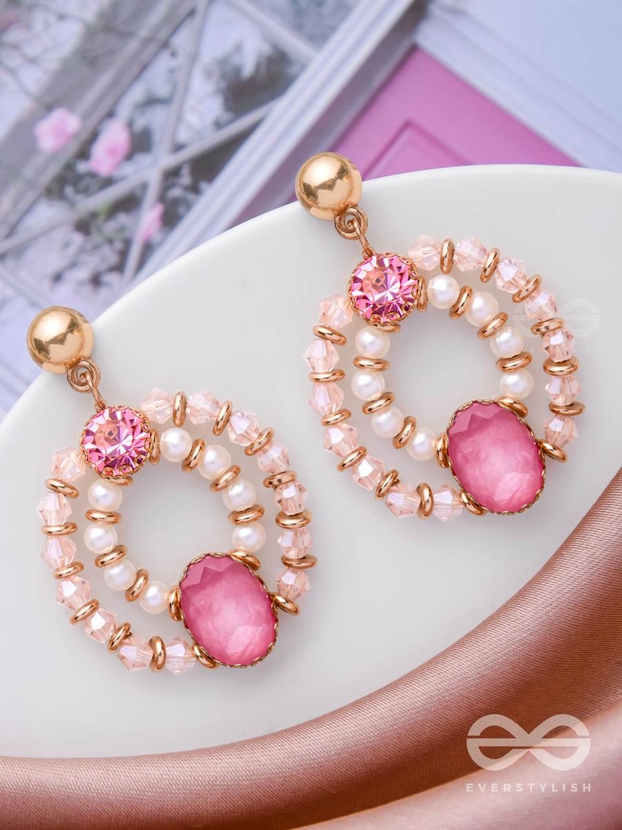 Buy Online Beautiful large Mina Chand Bali Earrings In Pink Color