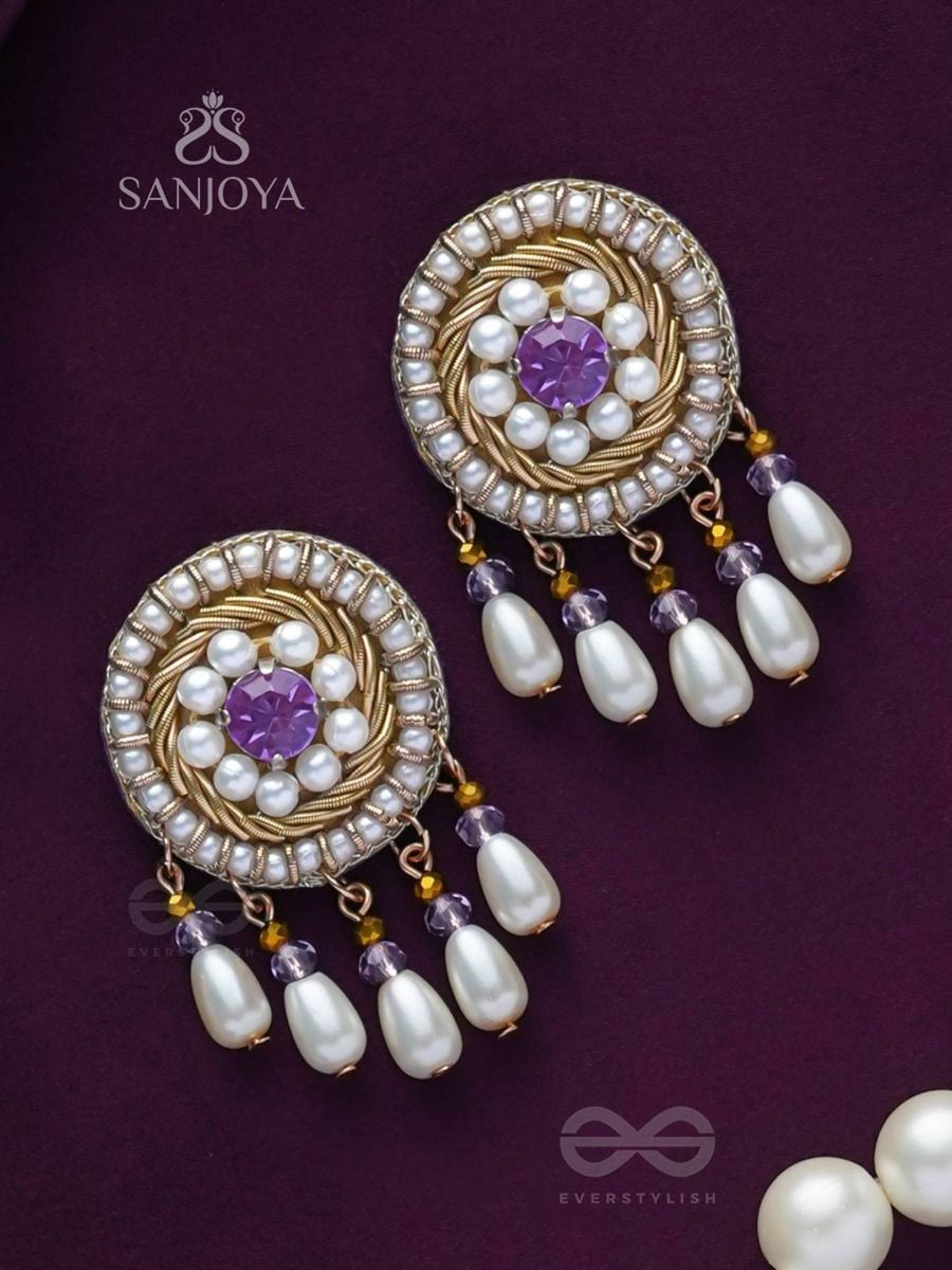 Buy Nisuj Fashion Three layer jhumka Fashion earrings for Women/Girls- Deep Purple  Colour at Amazon.in