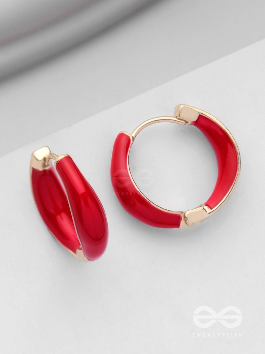 Jewelsmars Metal Alloy (base) Red Half Round Hoop Earring at Rs 45/pair in  New Delhi