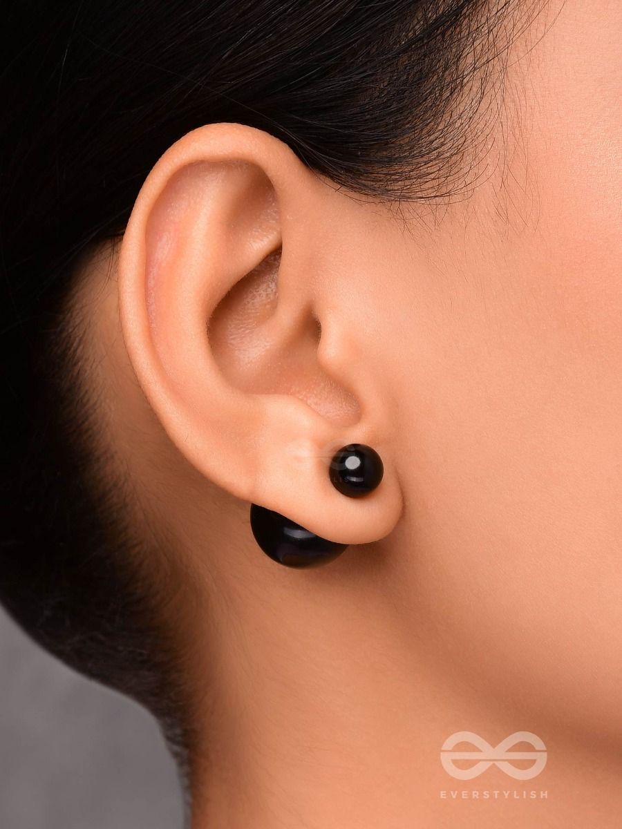 Big black stud earrings hot sale
