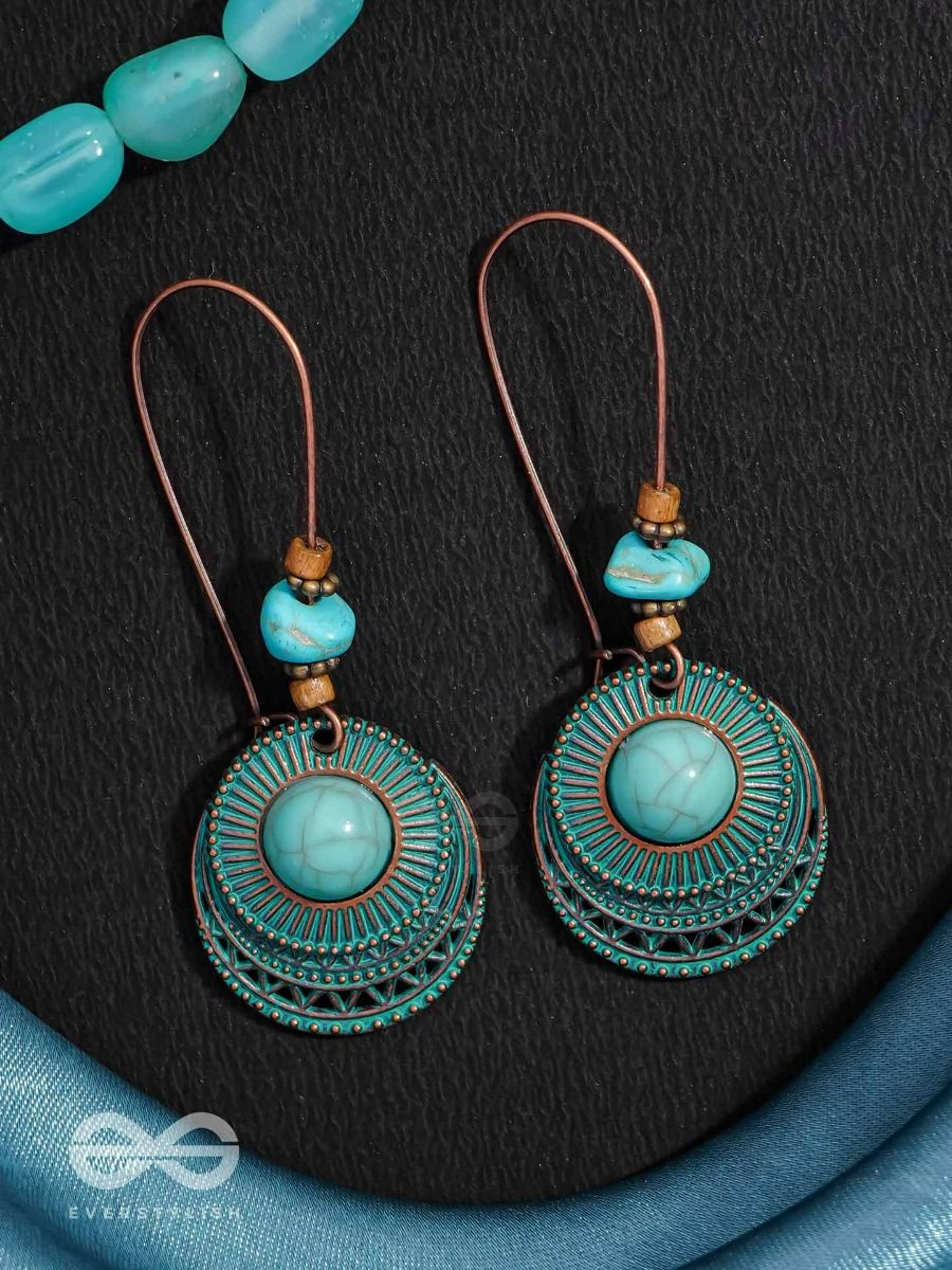 Turquoise Western Oval Dangle Earrings | Women's Lovely Genuine Turquoise  Stoned Oval/Round Shaped Dangle Earrings