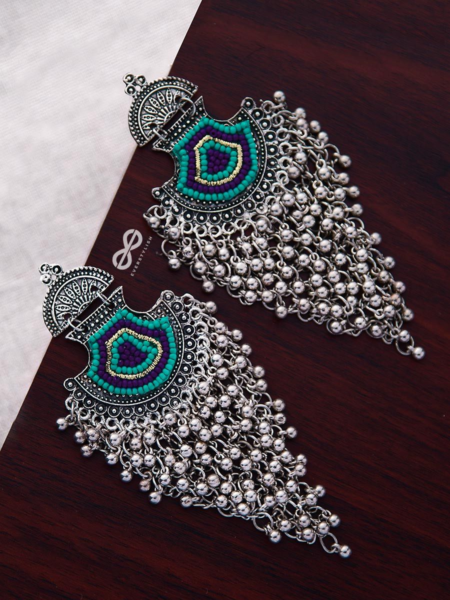 ROCHANA - THE ASSORTED GLEAM - MIRROR, BEAD AND MARBLE DROP EMBROIDERED  DROP EARRINGS (MULTICOLOR)