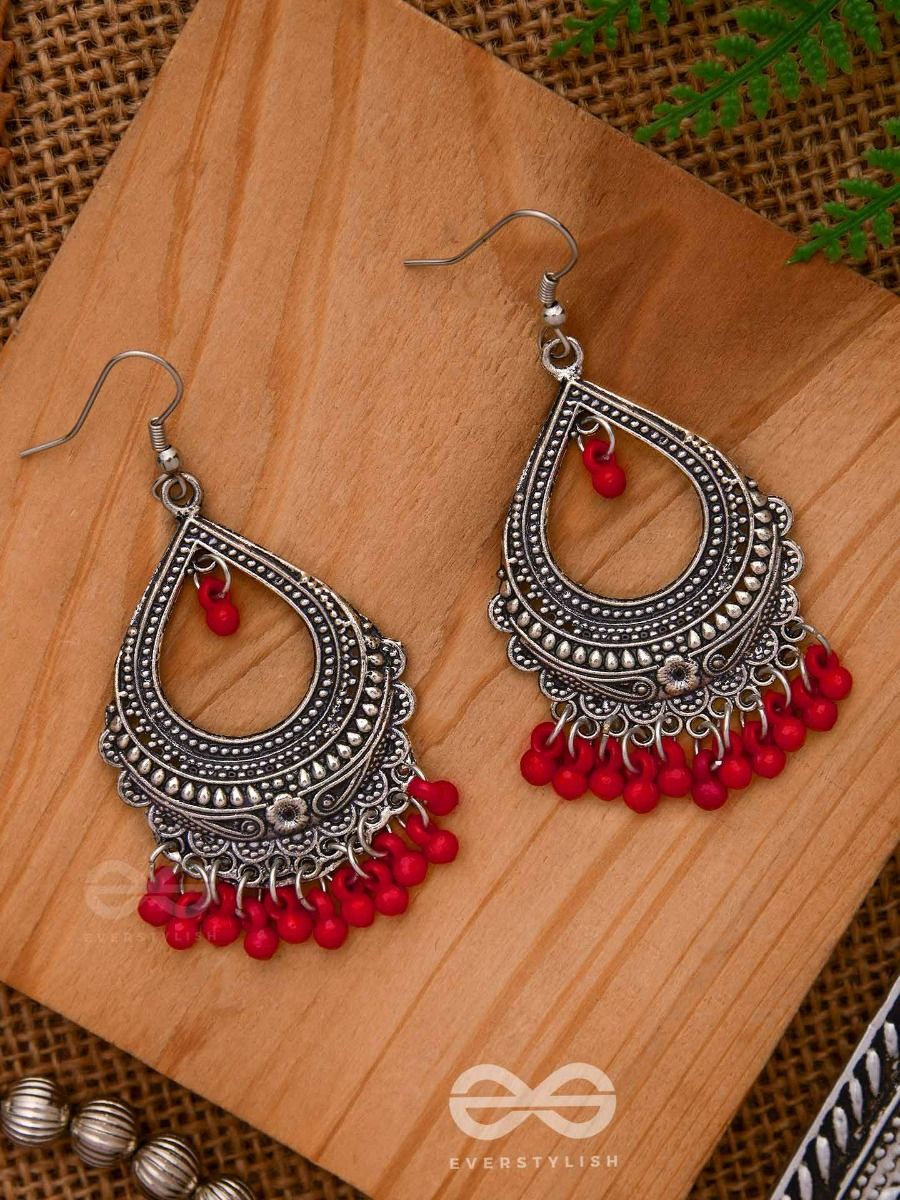 Red boho deals earrings