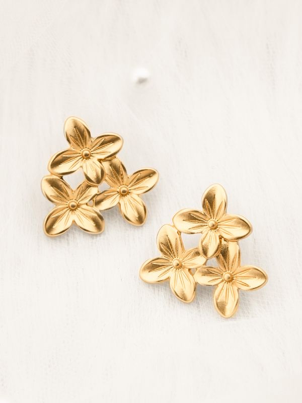 The Floral Glamor Golden Stud Earrings