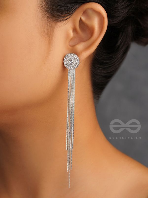 THE CHARM OF A PERFECTIONIST STONE STUDDED DANGLERS- Silver