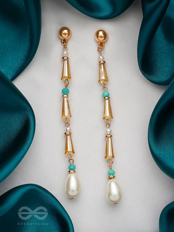 The Drooping Bells- Golden Embellished Earrings