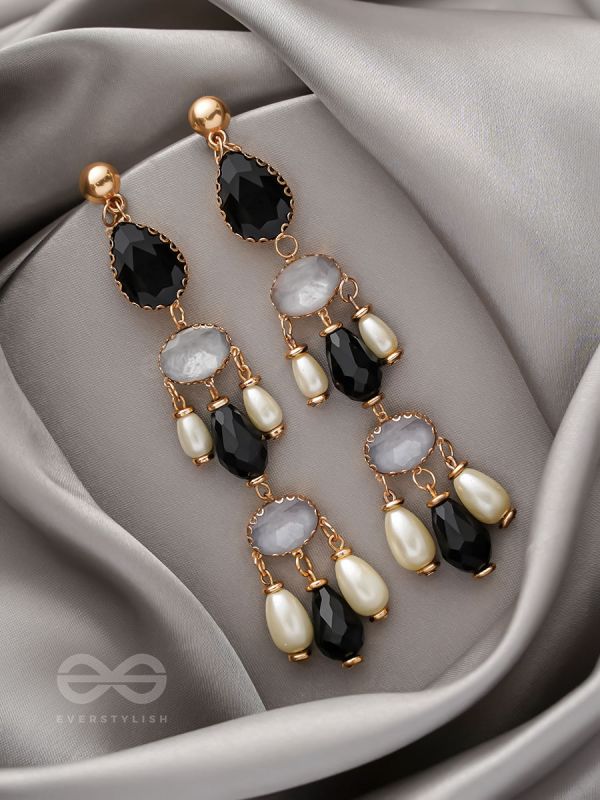 The Glazy Cascade- Golden Embellished Earrings
