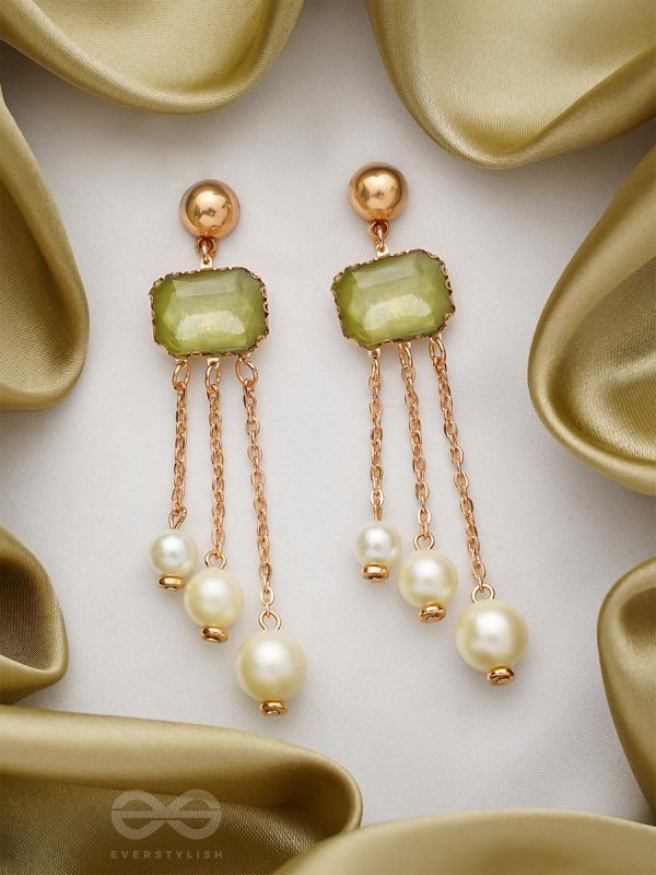 The Jade Drops- Golden Embellished Earrings