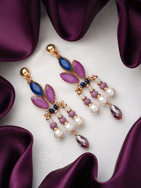 The Purple Heart- Golden Embellished Earrings