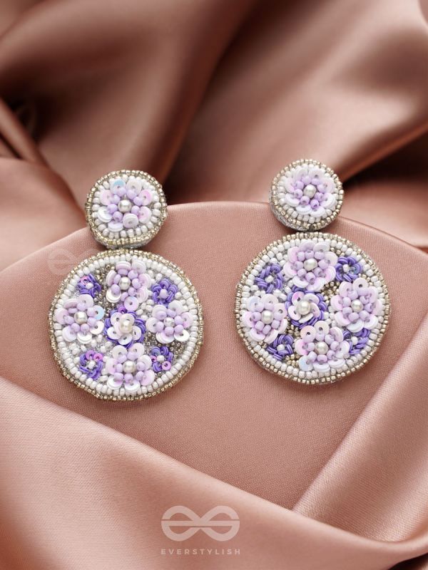Nimrukti- The Purple Dusk- Pearls and Sequins Embroidered Earrings