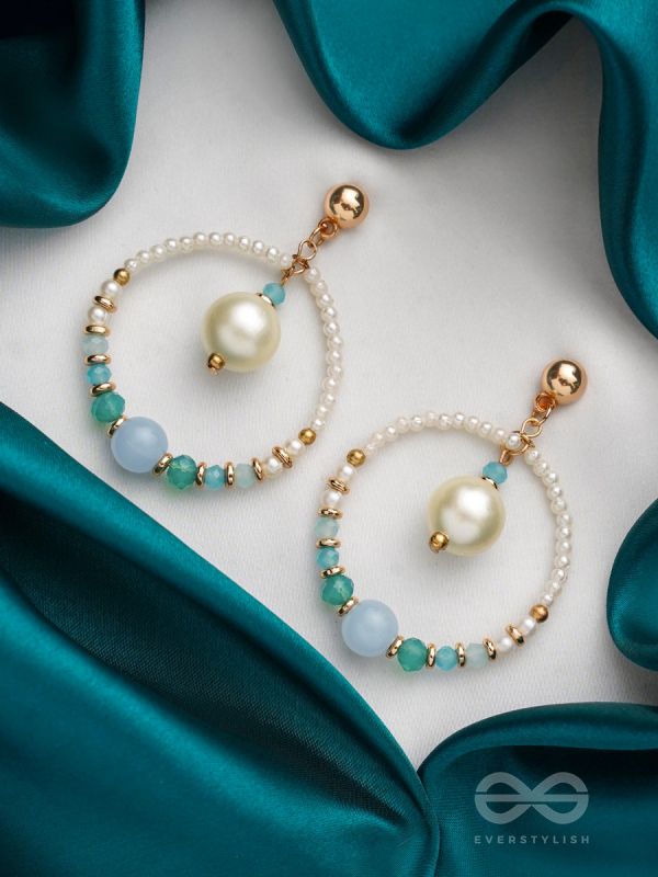 The Blue Moon- Golden Embellished Earrings