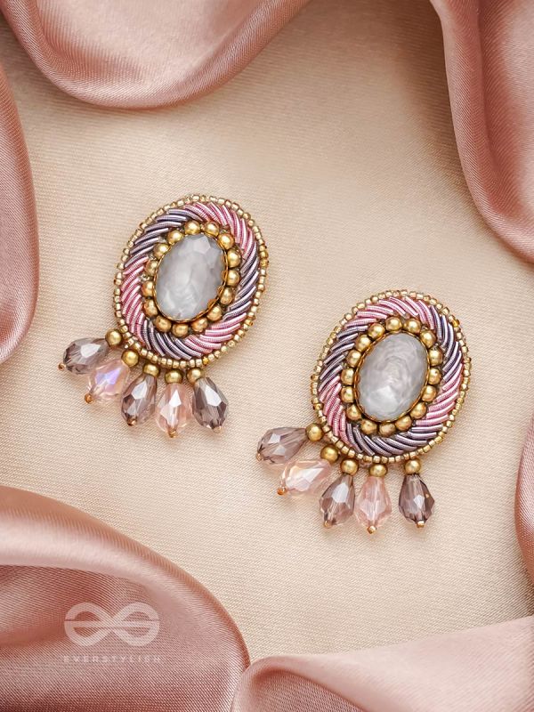 Arkasman- The Crystal Ball- Stones and Beads Embroidered Earrings 