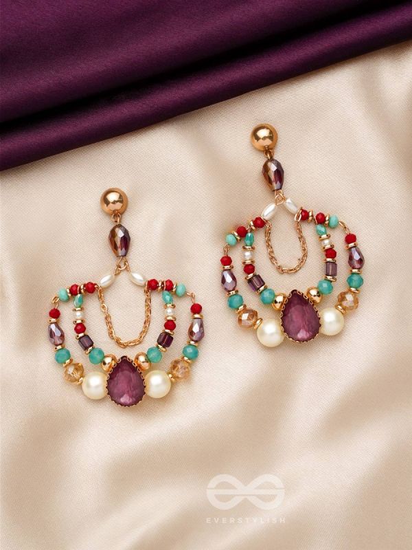The Jazzy Rainbow- Golden Pearls and Stone Earrings