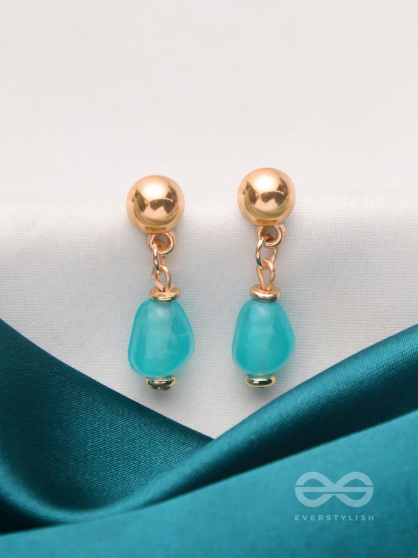 Sea n Sky- Golden Embellished Earrings