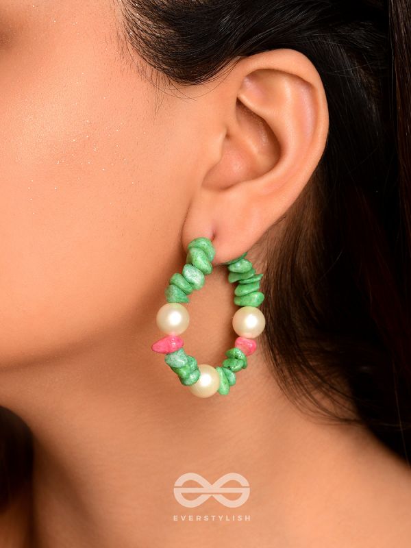 The Green Spirit- Golden Embellished Earrings