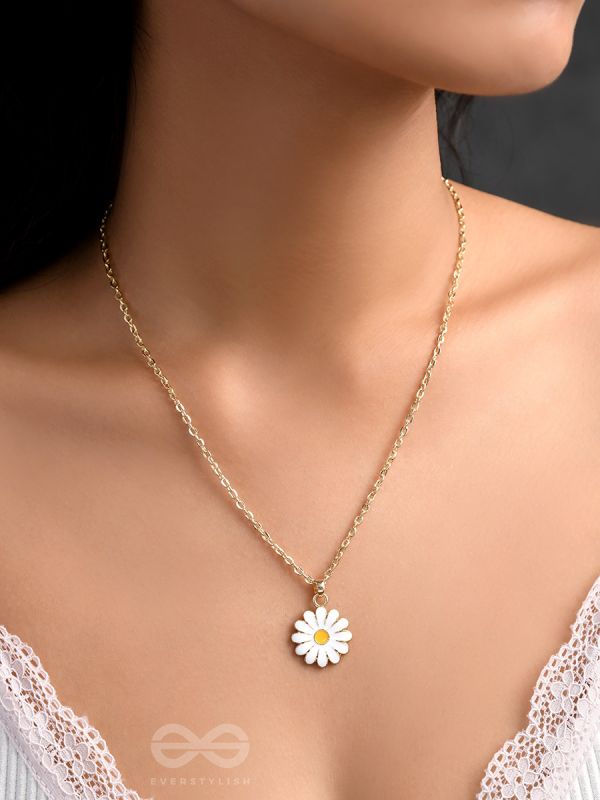 The White Dahlia- Golden Embellished Necklace With Anti-Tarnish Coating 