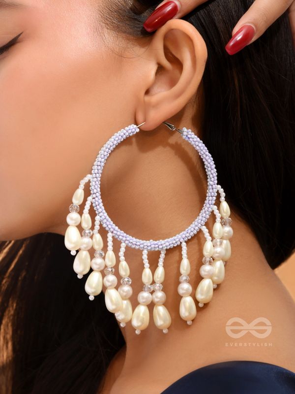 Mihika- The Splendid Snow- Pearls and Beads Embroidered Earrings