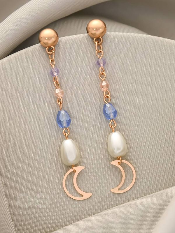 Over The Moon - Golden Pearl and Beads Earrings