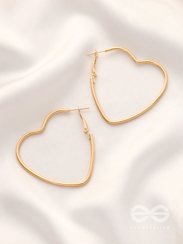 Yellow Gold Plated Heart Shaped Hoop Earrings – Kimberly's Diamond Corner