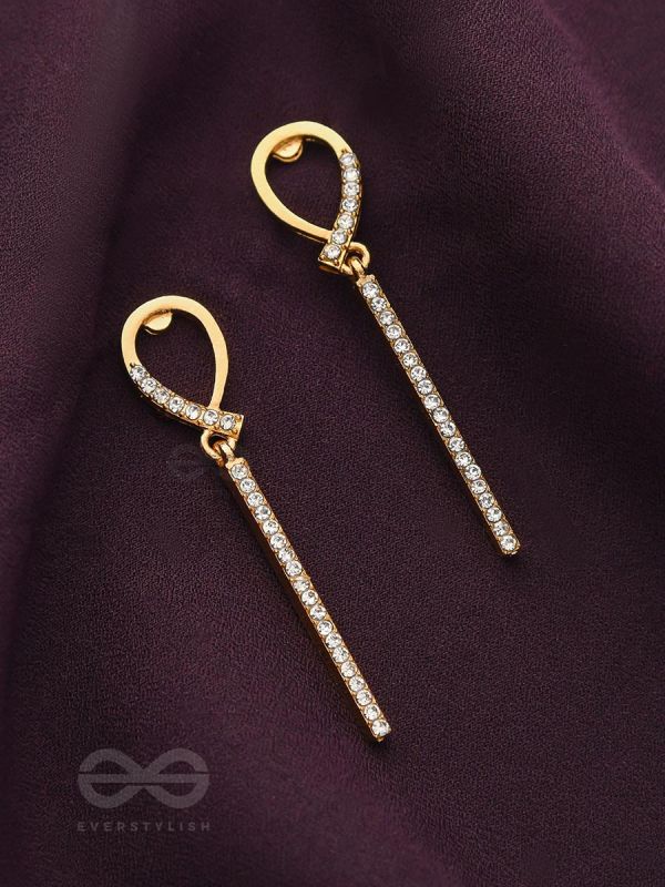 Gems on a stick Golden Dangler Earrings 