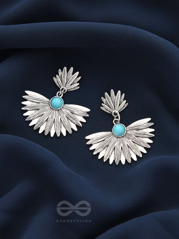 The Turquoise Boho Ferns - Oxidised Boho Earrings