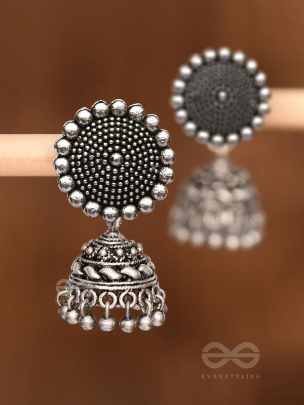 The Little Boho Button Jhumkis - Tiny Trinket Earrings