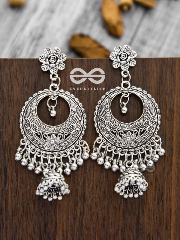 The Intricate Boho Artwork Jhumkas - Oxidised Boho Earrings