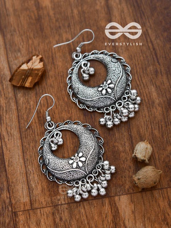 The Intricate Mesh Chandbalis- Oxidised Boho Earrings