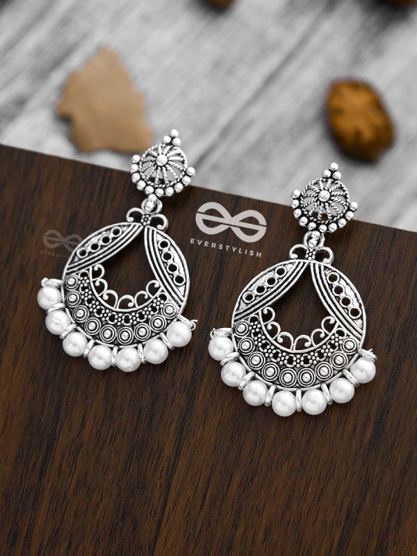 A Beautiful Pearl Artistry - Oxidised Boho Earrings
