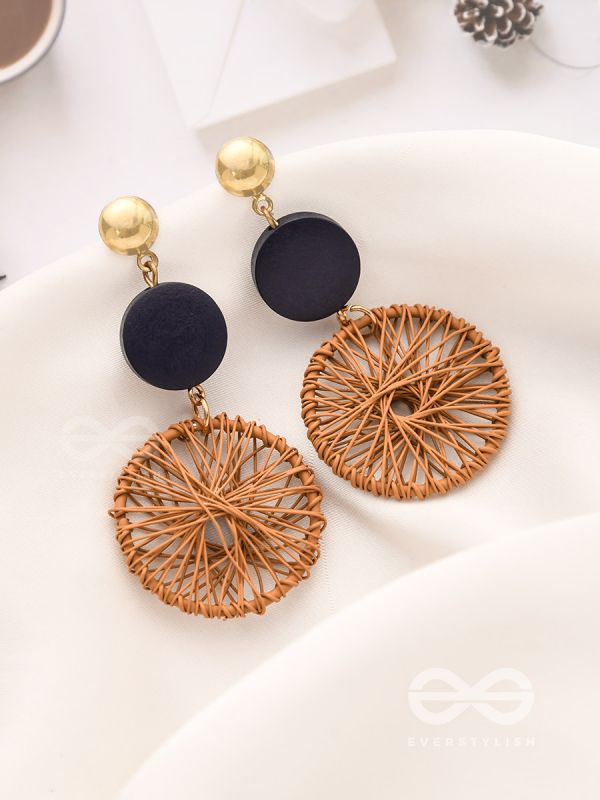The Chic Woven Chakras (Brown) - Statement Dangler Earrings