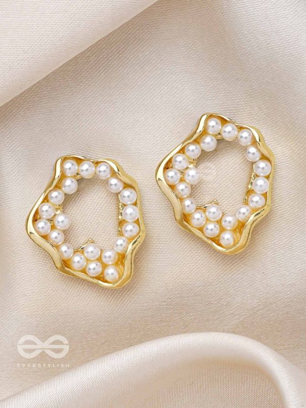 "Pearls in a Twist" - Statement Golden Stud Earrings