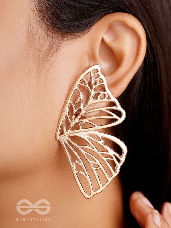 The Glorious Butterflies - Golden Statement Stud Earrings