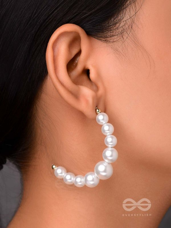 The Pearls of Goodness- Statement Half Hoops 